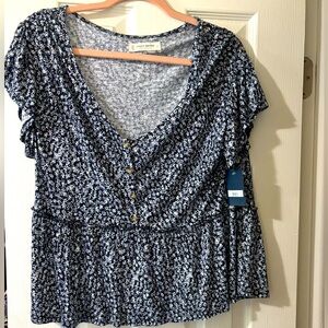 Lucky Brand NWT Flutter sleeve Peplum Top size S